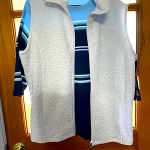 New  blue striped sweater and white vest